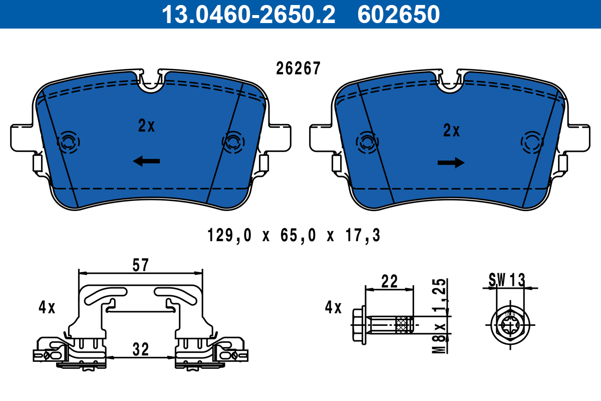 Set placute frana,frana disc 13.0460-2650.2 ATE