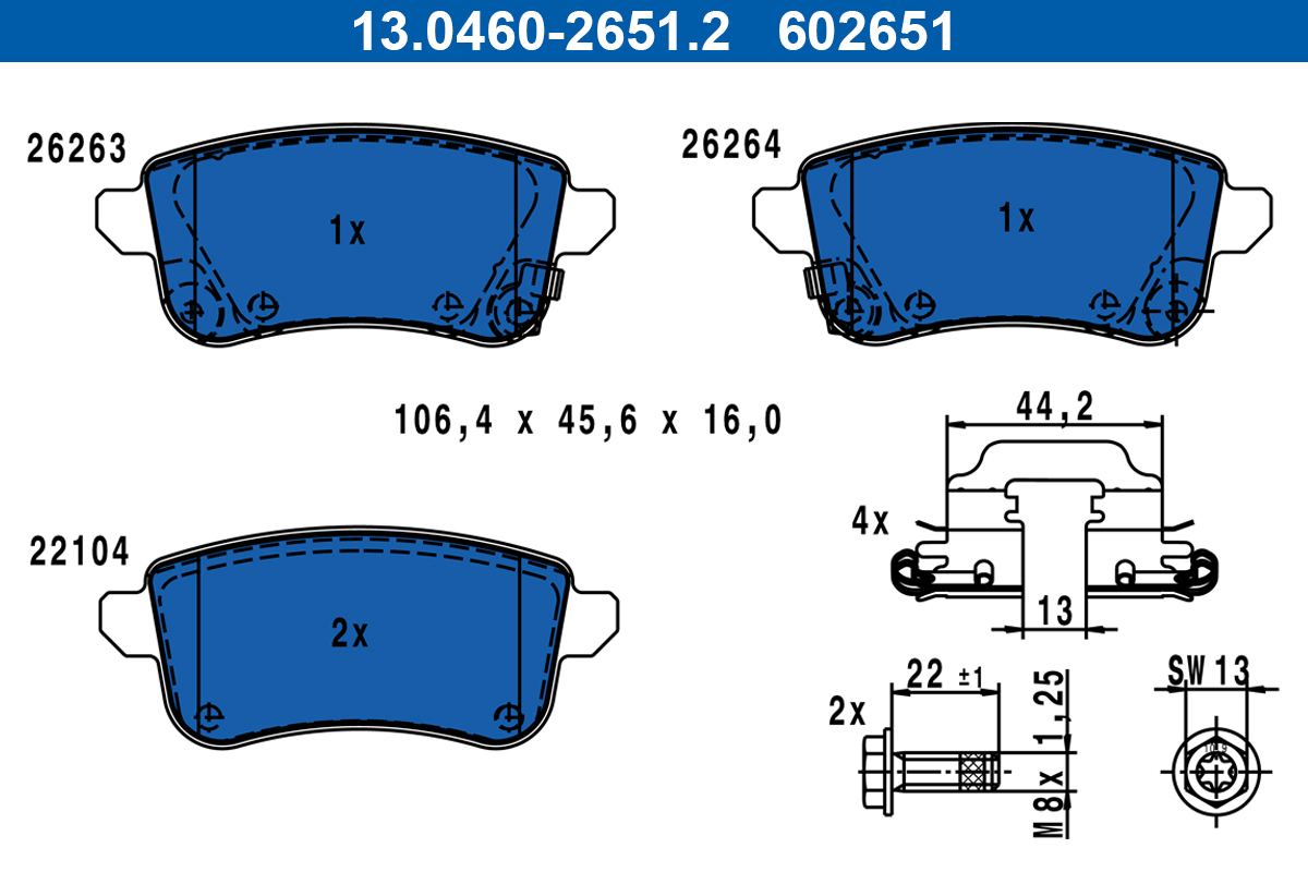 Set placute frana,frana disc 13.0460-2651.2 ATE