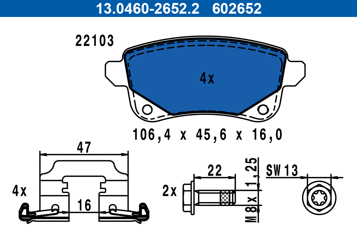 Set placute frana,frana disc 13.0460-2652.2 ATE