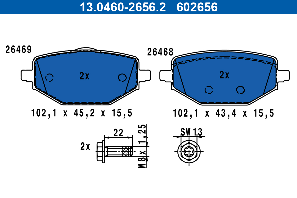 Set placute frana,frana disc 13.0460-2656.2 ATE