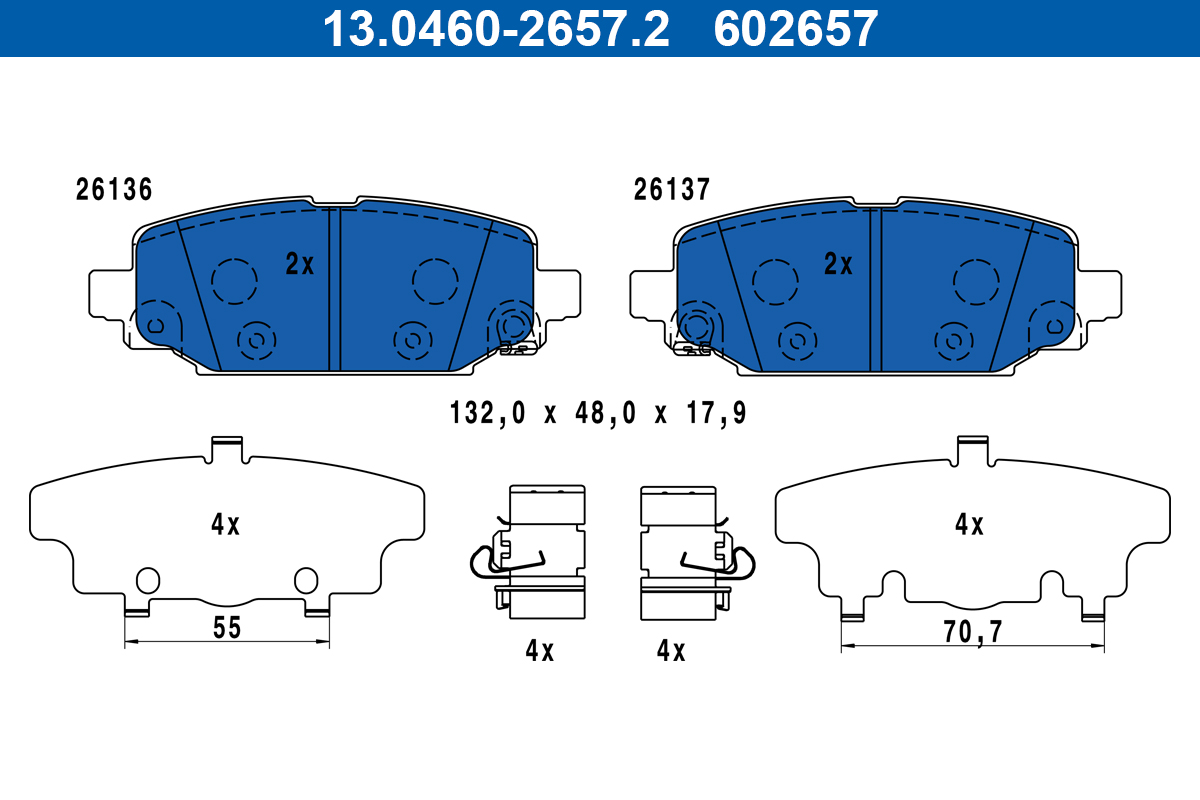 Set placute frana,frana disc 13.0460-2657.2 ATE