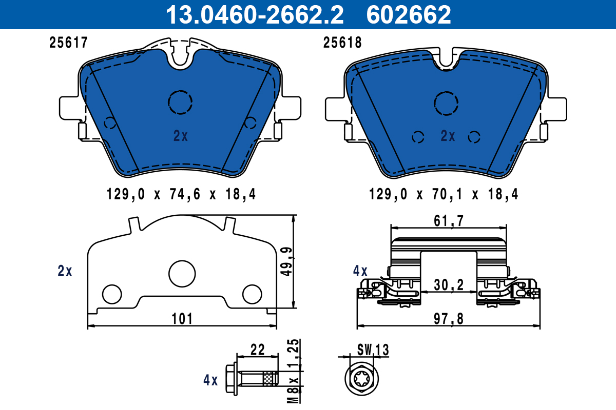 Set placute frana,frana disc 13.0460-2662.2 ATE