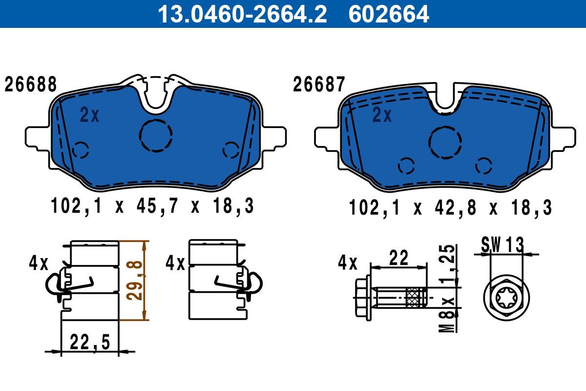 Set placute frana,frana disc 13.0460-2664.2 ATE