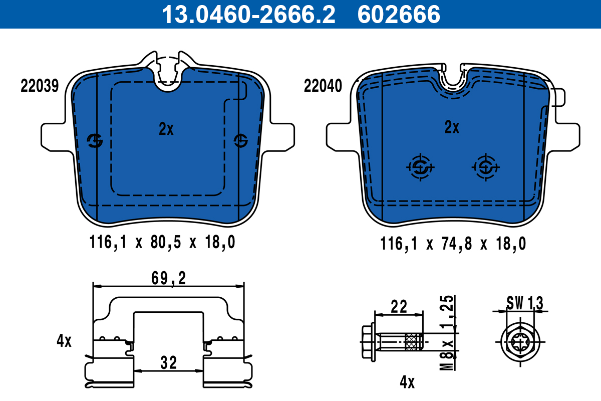 Set placute frana,frana disc 13.0460-2666.2 ATE