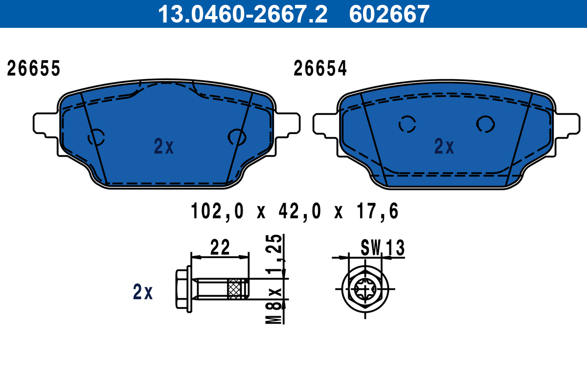 Set placute frana,frana disc 13.0460-2667.2 ATE