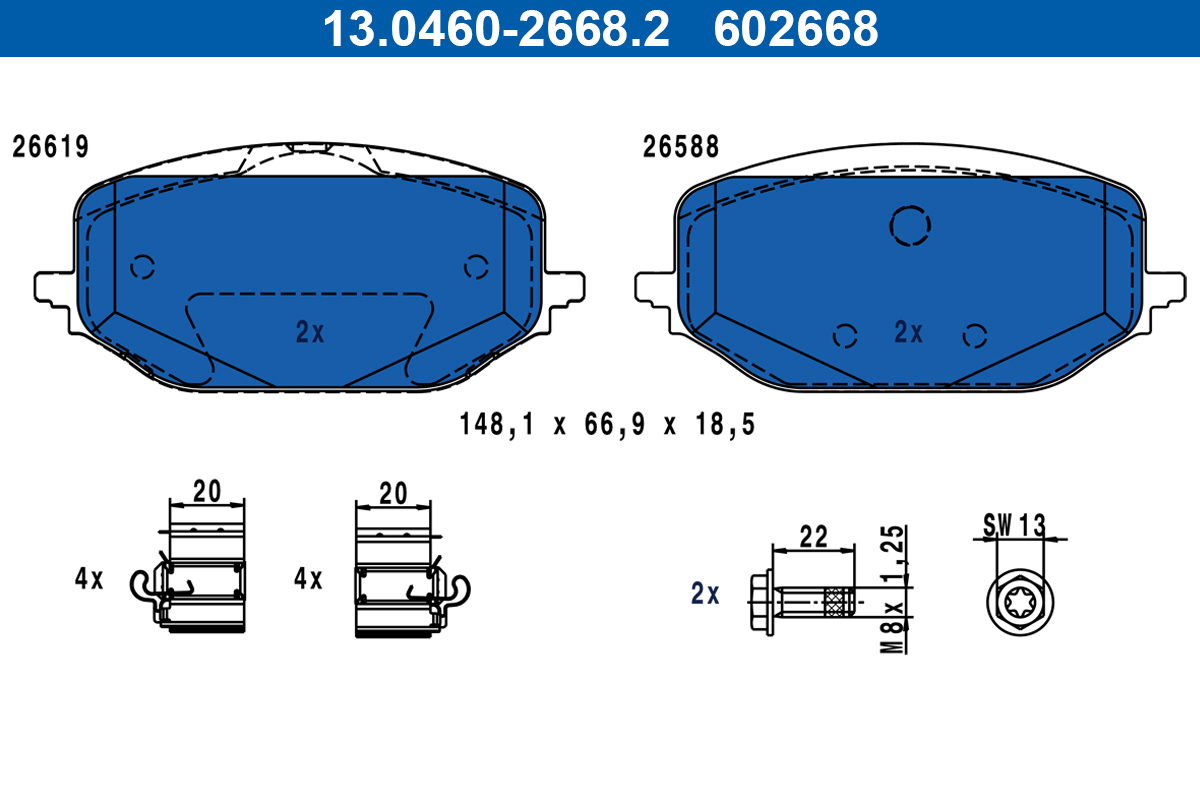 Set placute frana,frana disc 13.0460-2668.2 ATE