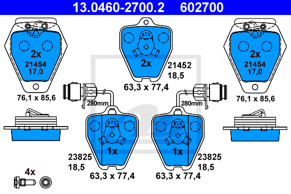 Set placute frana,frana disc 13.0460-2700.2 ATE