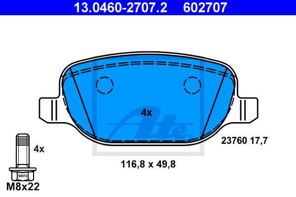 Set placute frana,frana disc 13.0460-2707.2 ATE