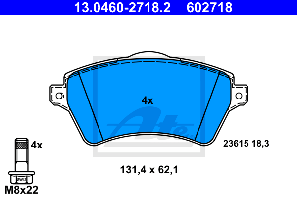 Set placute frana,frana disc 13.0460-2718.2 ATE