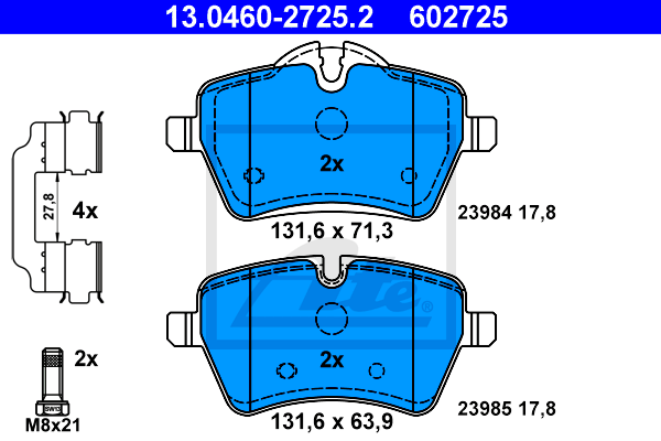 Set placute frana,frana disc 13.0460-2725.2 ATE