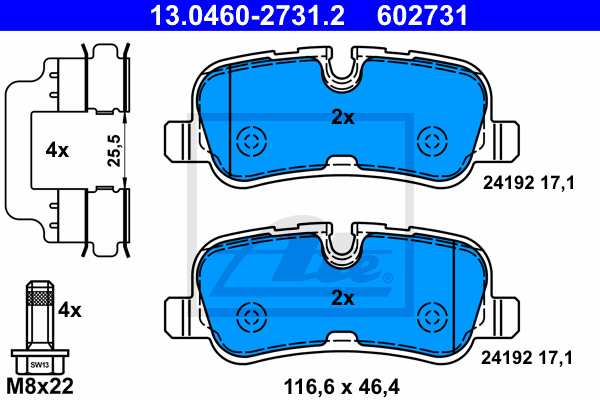 Set placute frana,frana disc 13.0460-2731.2 ATE