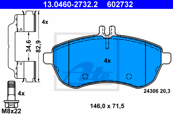 Set placute frana,frana disc 13.0460-2732.2 ATE