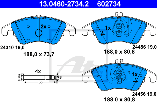 Set placute frana,frana disc 13.0460-2734.2 ATE