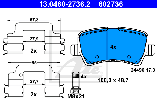 Set placute frana,frana disc 13.0460-2736.2 ATE