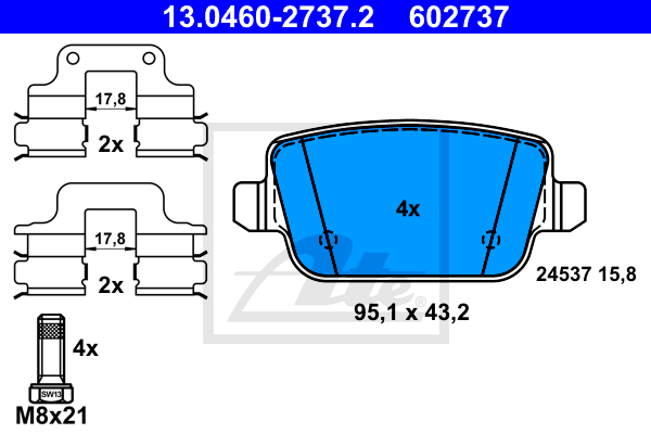 Set placute frana,frana disc 13.0460-2737.2 ATE