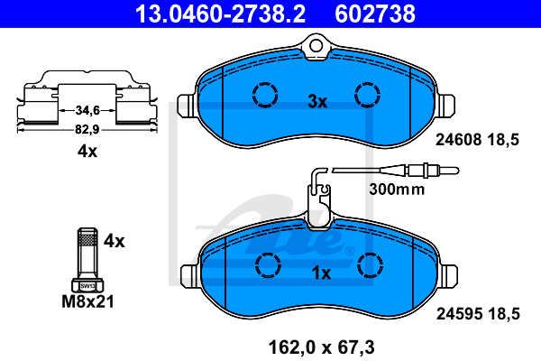 Set placute frana,frana disc 13.0460-2738.2 ATE