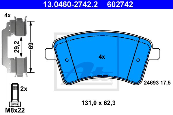 Set placute frana,frana disc 13.0460-2742.2 ATE