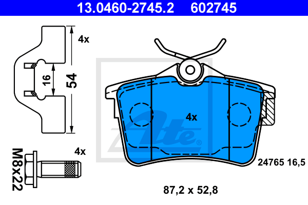 Set placute frana,frana disc 13.0460-2745.2 ATE