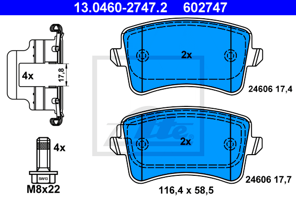 Set placute frana,frana disc 13.0460-2747.2 ATE