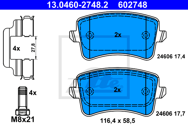 Set placute frana,frana disc 13.0460-2748.2 ATE