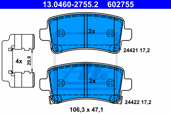 Set placute frana,frana disc 13.0460-2755.2 ATE