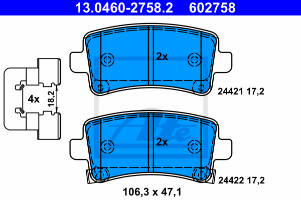 Set placute frana,frana disc 13.0460-2758.2 ATE