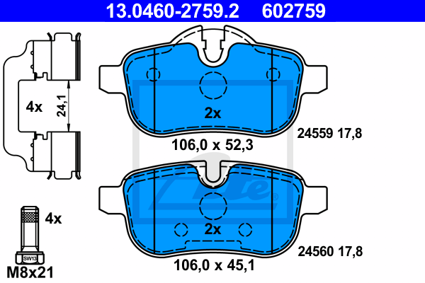 Set placute frana,frana disc 13.0460-2759.2 ATE