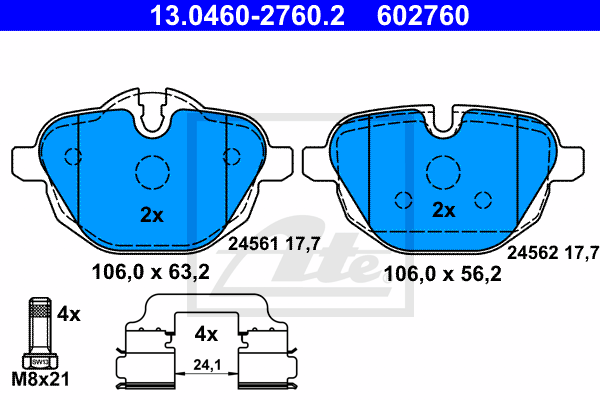 Set placute frana,frana disc 13.0460-2760.2 ATE