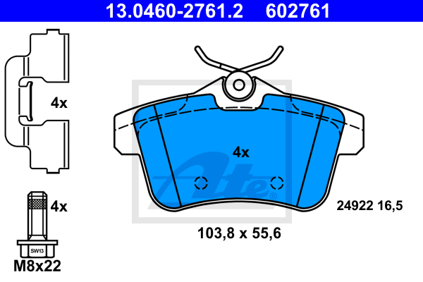 Set placute frana,frana disc 13.0460-2761.2 ATE