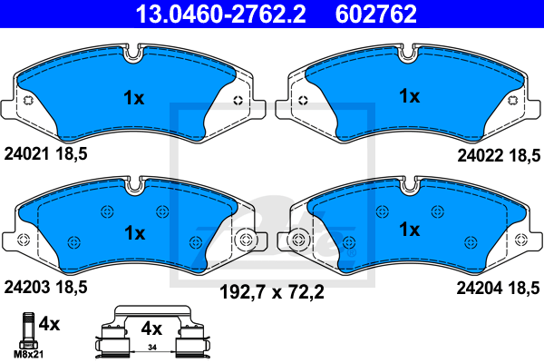 Set placute frana,frana disc 13.0460-2762.2 ATE