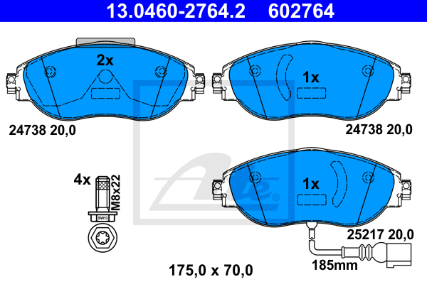 Set placute frana,frana disc 13.0460-2764.2 ATE