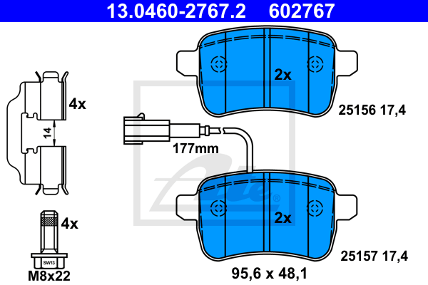 Set placute frana,frana disc 13.0460-2767.2 ATE