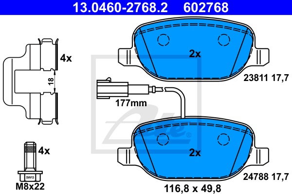 Set placute frana,frana disc 13.0460-2768.2 ATE