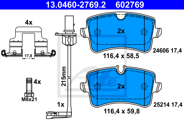 Set placute frana,frana disc 13.0460-2769.2 ATE