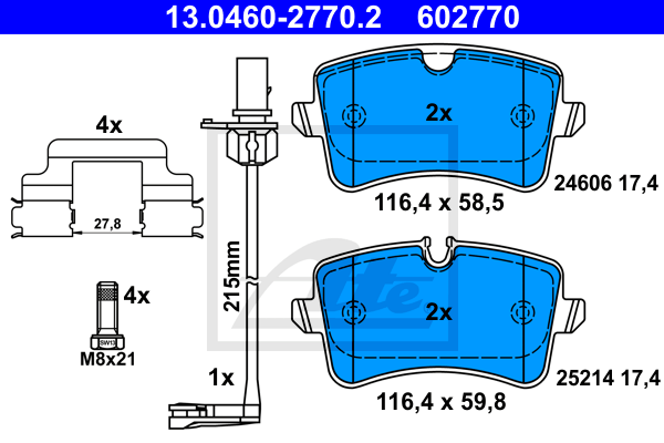 Set placute frana,frana disc 13.0460-2770.2 ATE