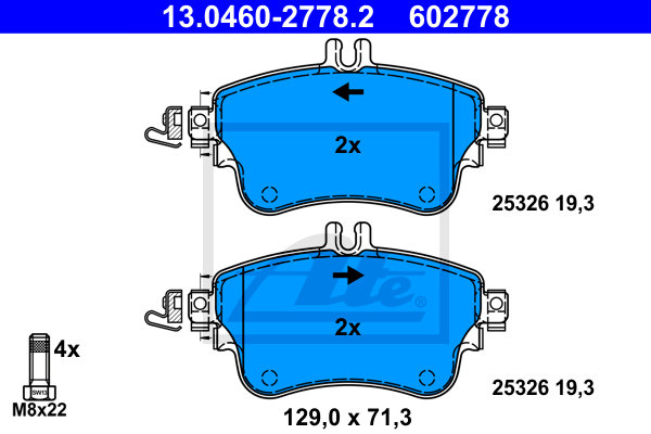 Set placute frana,frana disc 13.0460-2778.2 ATE