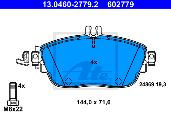 Set placute frana,frana disc 13.0460-2779.2 ATE