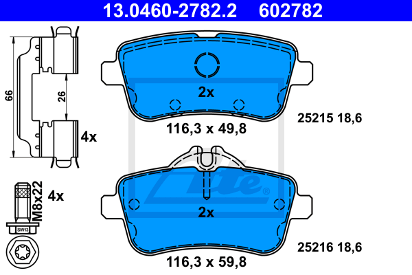 Set placute frana,frana disc 13.0460-2782.2 ATE