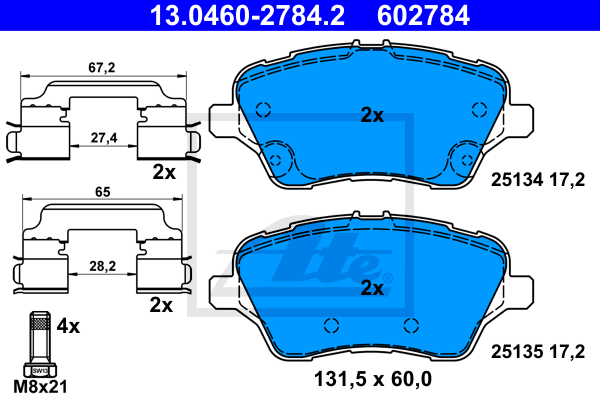 Set placute frana,frana disc 13.0460-2784.2 ATE