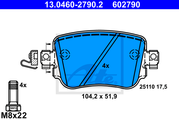 Set placute frana,frana disc 13.0460-2790.2 ATE