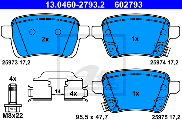 Set placute frana,frana disc 13.0460-2793.2 ATE