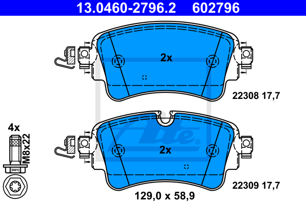 Set placute frana,frana disc 13.0460-2796.2 ATE