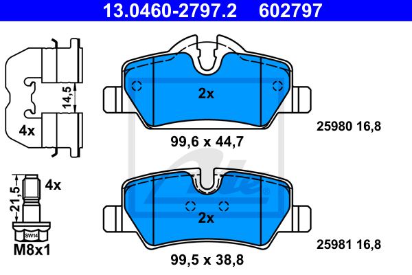 Set placute frana,frana disc 13.0460-2797.2 ATE