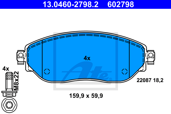 Set placute frana,frana disc 13.0460-2798.2 ATE