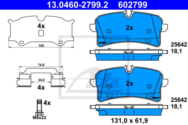 Set placute frana,frana disc 13.0460-2799.2 ATE