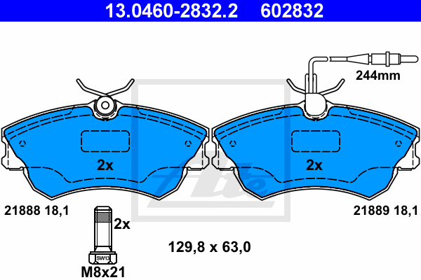 Set placute frana,frana disc 13.0460-2832.2 ATE