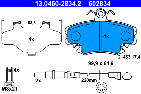 Set placute frana,frana disc 13.0460-2834.2 ATE