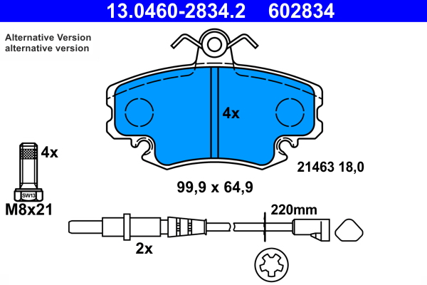 Set placute frana,frana disc 13.0460-2834.2 ATE