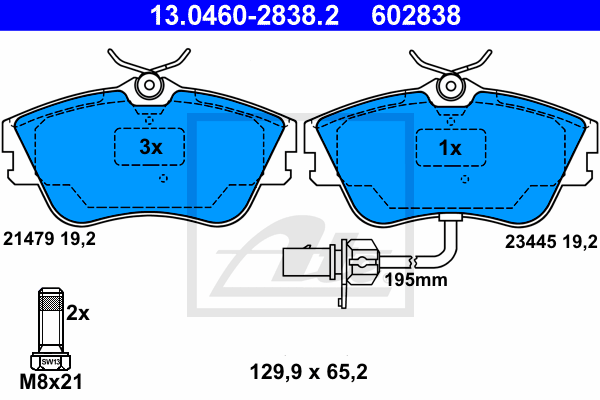 Set placute frana,frana disc 13.0460-2838.2 ATE