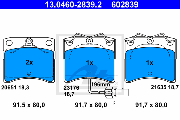 Set placute frana,frana disc 13.0460-2839.2 ATE